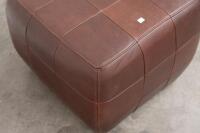 FOOTSTOOLS: Two modern leather non-matching pair of footstools, 47cm high, 55cm wide, 55cm deep approx. - 4
