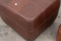 FOOTSTOOLS: Two modern leather non-matching pair of footstools, 47cm high, 55cm wide, 55cm deep approx. - 5
