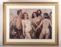 NORMAN LINDSAY: A framed print after the artwork of Norman Lindsay, framed and glazed, 71cm high, 91cm wide