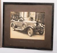 MOTORING: Three framed pictures, including early 'Vauxhall Motors' black and white photo, Maserati 250F photograph and Motorclassica&nbsp;'Advertising Feature' newspaper cutout, largest measures 57cm high, 47cm wide - 4