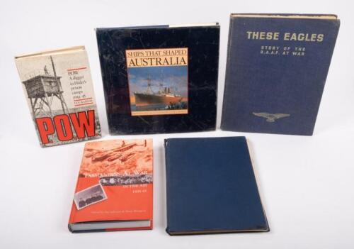 NAVY & AVIATION: A group of five books related to War, Aviation & Navy, includes 'These Eagles - Story of the R.A.A.F at War' published by Australian War Memorial Canberra ACT 1942