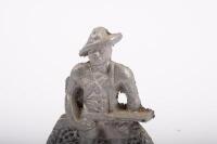 CAST FIGURES: Two cast aluminium figures, one of a WW2 soilder&nbsp;15cm high, the other a head of a figure believed to be Navy 5cm high - 2