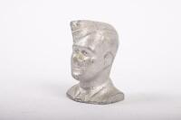 CAST FIGURES: Two cast aluminium figures, one of a WW2 soilder&nbsp;15cm high, the other a head of a figure believed to be Navy 5cm high - 3