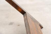 SERVING TABLE: A small portable timber serving table with woven timber tray to top, measures approximately 67cm high, 62cm wide, 45cm deep overall - 5