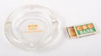 CBC: Two CBC bank items including an ashtray and a 1982 Brisbane Commonwealth Games Brisbane 1982 matchbox with CBC graphics