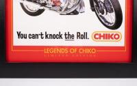A later production of the Chiko roll ' You can't knock the Roll.' Legends of Chiko Limited Edition advertising poster featuring a lady on a Vincent Motorcycle, framed and glazed, 68cm high, 51cm wide - 4
