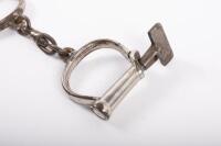 HANDCUFFS: A pair of original 19th century Hiatt Best Warranted Wrought handcuffs with key - 2