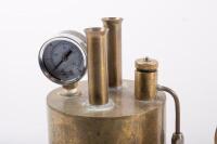 DONKEY ENGINES: Two brass donkey engines mounted to timber bases, each approximately 24cm high&nbsp; - 2