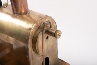 DONKEY ENGINE: Two brass donkey engines mounted to timber bases, each measuring approximately 24cm high - 2
