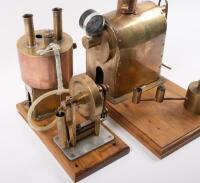 DONKEY ENGINE: Two brass donkey engines mounted to timber bases, each measuring approximately 24cm high - 4