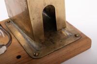 DONKEY ENGINE: Two brass donkey engines mounted to timber bases, each measuring approximately 24cm high - 6