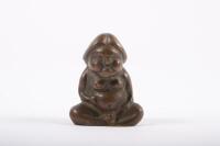 FERTILITY STATUE: A small heavy antique bronze fertility statue, 9cm high
