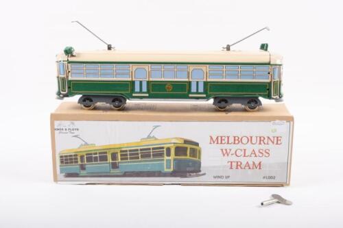 TIN TOY: A modern tin toy by Knox & Floyd Classic Toys of a Melbourne W Class Tram, wind up model with key in box, measures 31cm long