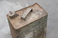 TINS: Three various items, including a two gallon running board tin, a small galvinised bucket with lid, and a wall mountable chest - 2