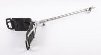 SHOOTING STICK: A shooting stick with black leather seat, approximately&nbsp;96cm high, completely extended