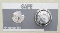 SAFE: A 'Secure Safe' complete with key, 33.5cm high, 38cm wide, 37cm deep - 3