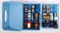 TOY CARS: A large group of toy cars, including a transporter containing various vehicles,&nbsp;along with a small carry case and sections of track pieces. Toy vehicles from brands such as Hot Wheels & Matchbox - 4