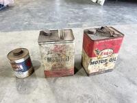 OIL CANS: A pair of one gallon oil cans, in original used condition, one branded Mobiloil and the other Esso Motor Oil plus an 1/4-gallon Ampol Liquid Degreaser tin&nbsp;[Location: Sydney] - 3