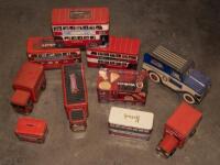 TINS: A box lot of various biscuit tins, including Arnotts and Walkers branded tins&nbsp;