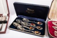 CULTERY: A collection of boxed cutlery, mainly electro plated for dessert, also a Princess Dianna themed boxed set. - 2
