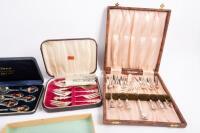 CULTERY: A collection of boxed cutlery, mainly electro plated for dessert, also a Princess Dianna themed boxed set. - 3