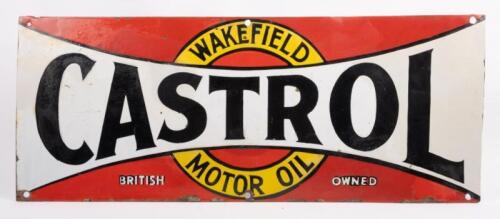 28 · CASTROL: An original enamel Castrol Wakefield 'Bowtie' 12 bottle oil rack sign, 30.5cm high, 76cm wide