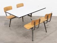 CANTEEN TABLE: A four person canteen table, believed to produced by Neef Louis Design & Industrials&nbsp;Netherlands, measures 120cm wide,&nbsp;152cm deep, 80cm high