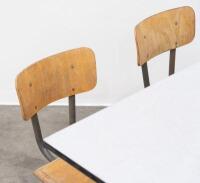 CANTEEN TABLE: A four person canteen table, believed to produced by Neef Louis Design & Industrials&nbsp;Netherlands, measures 120cm wide,&nbsp;152cm deep, 80cm high - 2