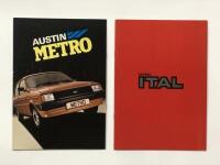 AUSTIN MORRIS: Two Austin Morris sales brochures. Ital and Metro sales brochures
