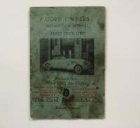 CORD: A 1941 Cord Owners Instruction Manual and Price List for Front Drive Models 810 - 812