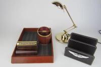 DESK SET: Five gentleman's desk pieces