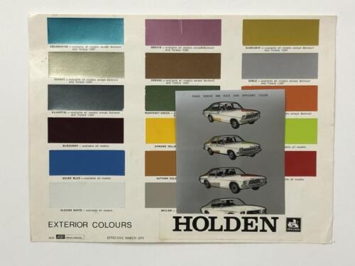 HOLDEN: An original 1974 Holden exterior colour chart. With template