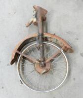 TRIUMPH: A Triumph front wheel & forks thought to suit a Tiger Cub or Terrier model