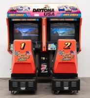 &nbsp;'Daytona USA' Sega Japanese&nbsp;twin&nbsp;driver machines (1 & 2), with original steering wheels and gearbox shifter&nbsp;fitted, 29' screen