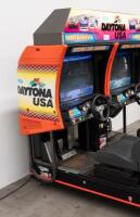 &nbsp;'Daytona USA' Sega Japanese&nbsp;twin&nbsp;driver machines (1 & 2), with original steering wheels and gearbox shifter&nbsp;fitted, 29' screen - 10