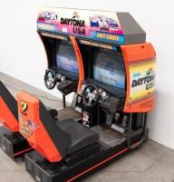 &nbsp;'Daytona USA' Sega Japanese&nbsp;twin&nbsp;driver machines (1 & 2), with original steering wheels and gearbox shifter&nbsp;fitted, 29' screen - 17