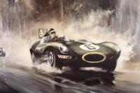 A limited edition (209/500) print by Dion Pears, featuring Mike Hawthorn winning Le Mans 1955, 50cm high, 69.5cm wide [Location: Melbourne] - 4