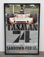 An rare original 1974 Sandown Tasman 74 event poster, 94cm high, 63.5cm wide [Location: Melbourne]