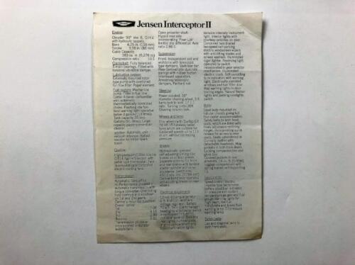 JENSEN: A 1970 GRAND PRIX MOTORS PTY LTD, HAWTHORN, AUSTRALIA Jensen Interceptor double-sided sales brochure