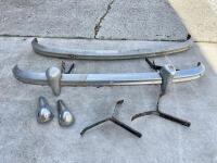 AUSTIN: A front bumper and rear bumper with overriders, believed to suit Austin A50 or A70, suited for parts or restoration. [Location: Sydney]