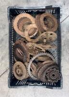CLUTCH PARTS: A group of assorted clutch parts and some brake hubs
