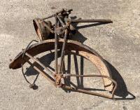 BSA: A front frame assembly with front girder forks, headlight surround and guard thought to possibly be BSA