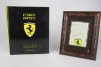FERRARI: Two Ferrari related objects including a framed signature of Franco Lini