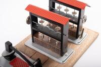 A group of Wilesco&nbsp;items, including four Wilesco M-58 Black Smith Hammer models and two M-61 Forge shop models mounted to a timber base - 4