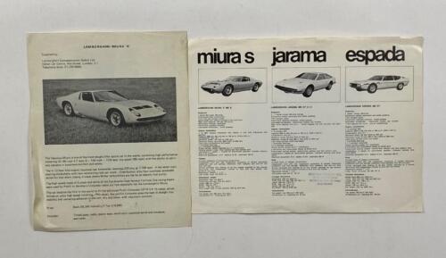 LAMBORGHINI: Two single sheet Lamborghini sales brochures. Miura 'S' brochure