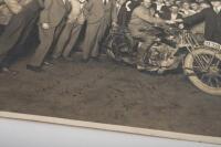 AJS: An original 1929 photograph of Cecil Weatherby sitting on an AJS after completing the Melbourne to Sydney time record attempt - 2