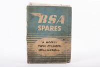 BSA: A 1950s 'BSA Spares' book for A models - twin cylinder 500cc & 650cc models