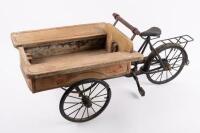 RICKSHAW: A modern metal novelty tabletop rickshaw&nbsp;vegetable cart model, 27cm high, 60cm long