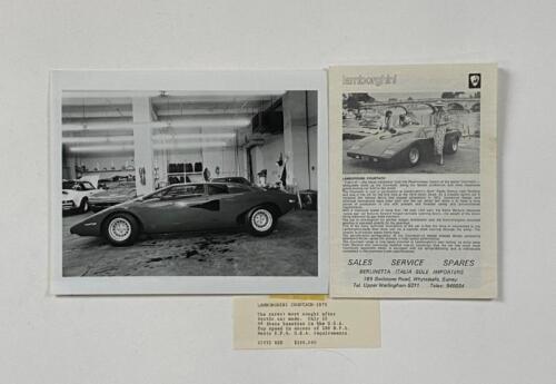 LAMBORGHINI: Two Lamborghini items. 1975 Lamborghini Countach black and white photograph