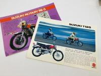SUZUKI: A collection consisting of nine&nbsp;single page sales brochures covering the RM80/RM100, DR250S, TS125ER, TS185/250ER, PE250, TC/TS100, T125 & RE-5 motocross and road models [Location: Sydney] - 2